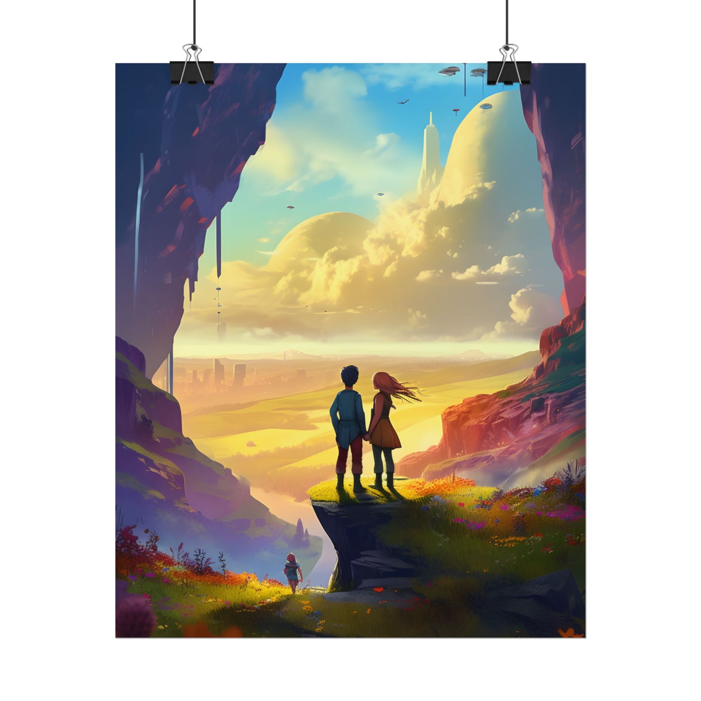Nature's Friends: Girl and Boy on Meadow Hill - Poster