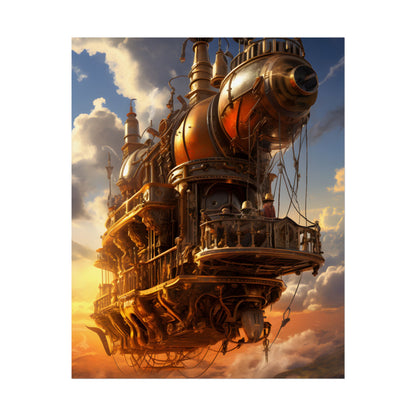 Steampunk Sky-Liner Thrill: Colorful Runners on Colum - Poster