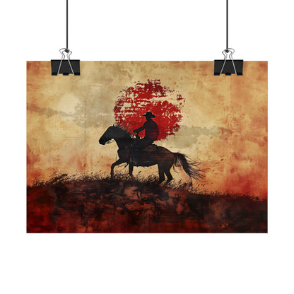 Dynamic Rodeo Scene: Earthy Tones of a Thrilling Ride - Poster