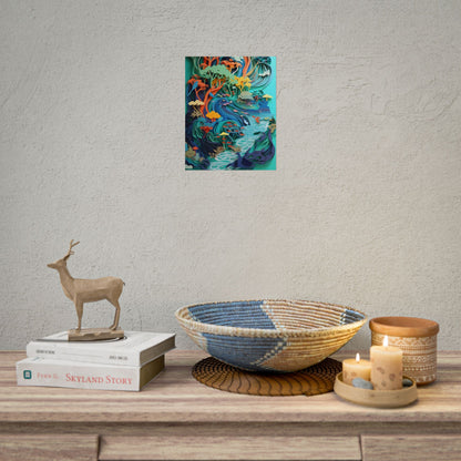Vibrant Paper Quilling Beach Landscape: Relaxed Summer Art - Poster