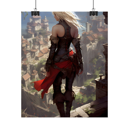 Blonde Anime Bloom: Calming Outdoor Artwork - Poster