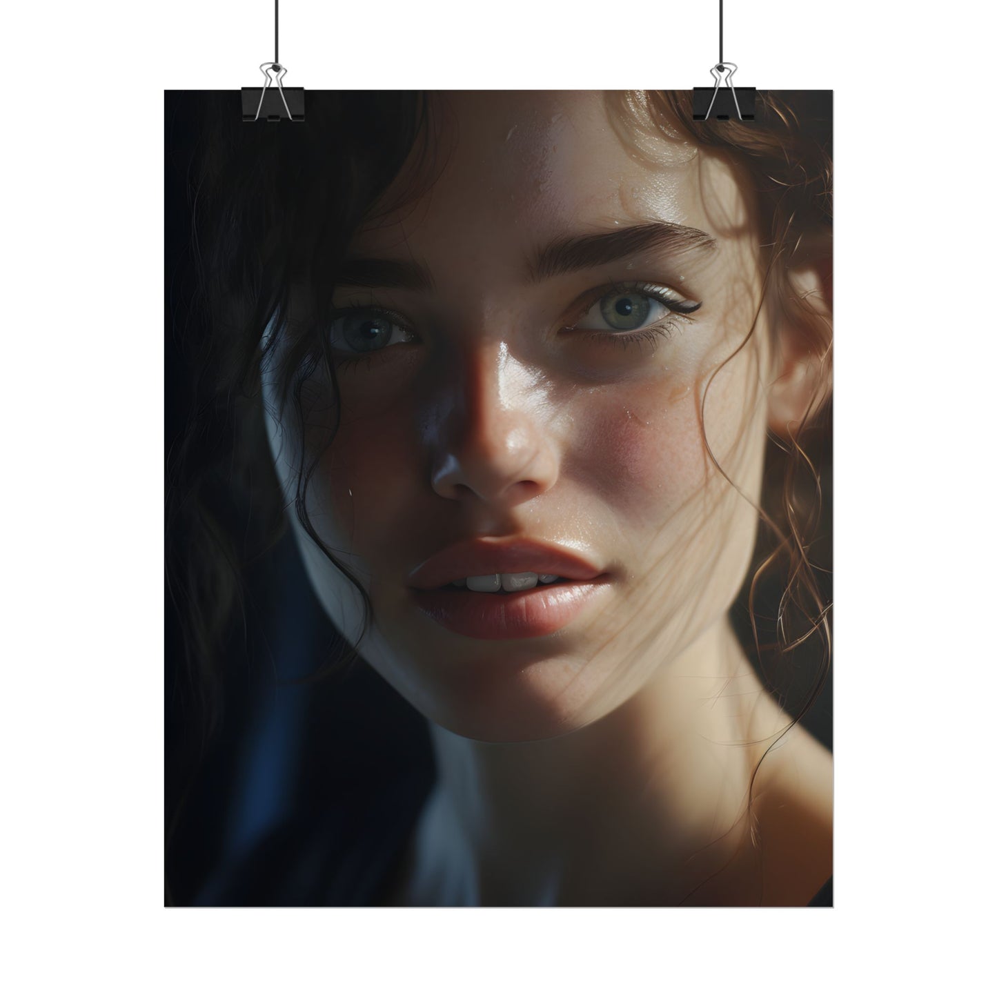 Smiling Portrait of a Woman: Close-Up Art - Poster