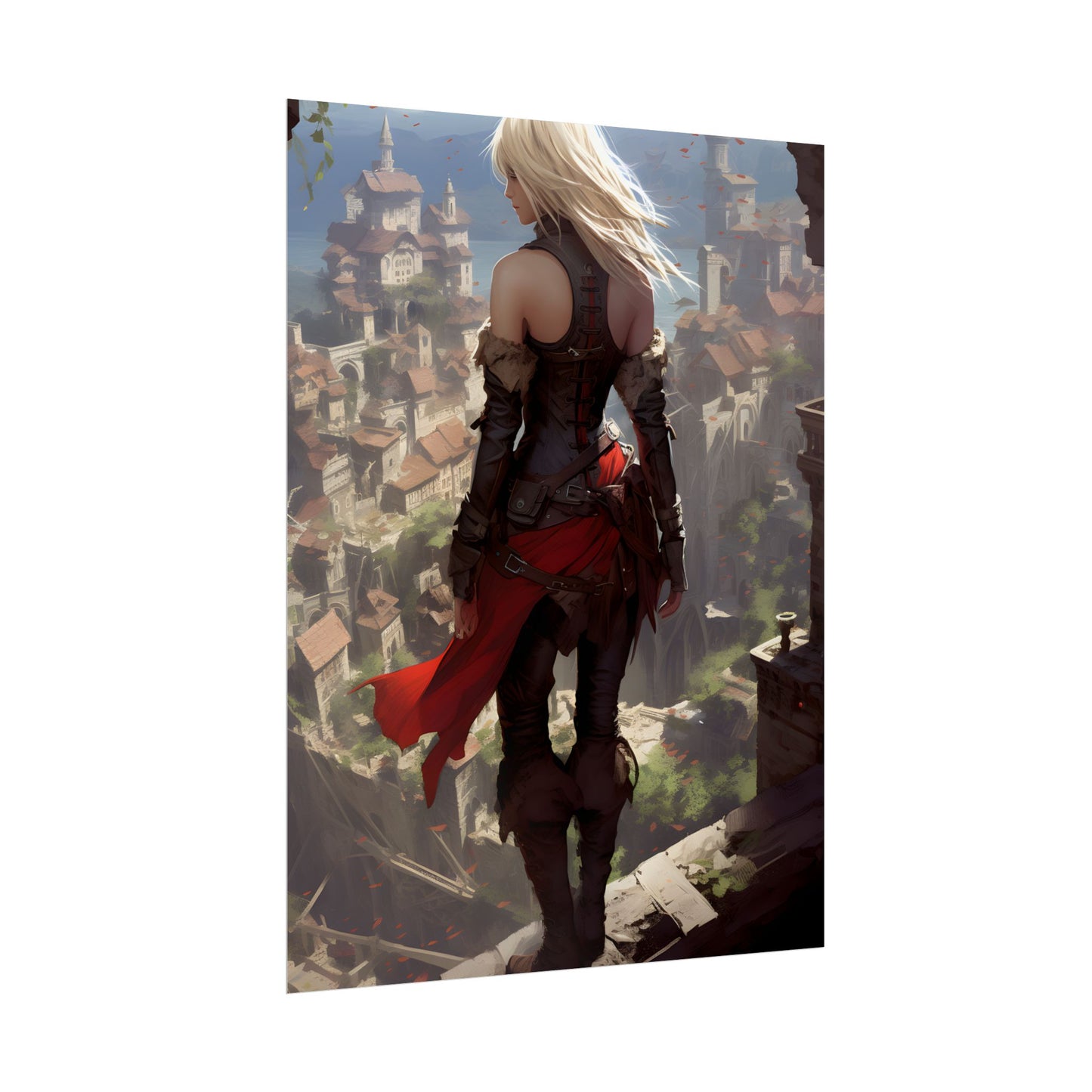 Blonde Anime Bloom: Calming Outdoor Artwork - Poster