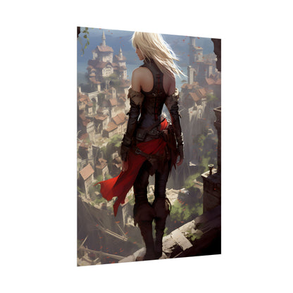 Blonde Anime Bloom: Calming Outdoor Artwork - Poster