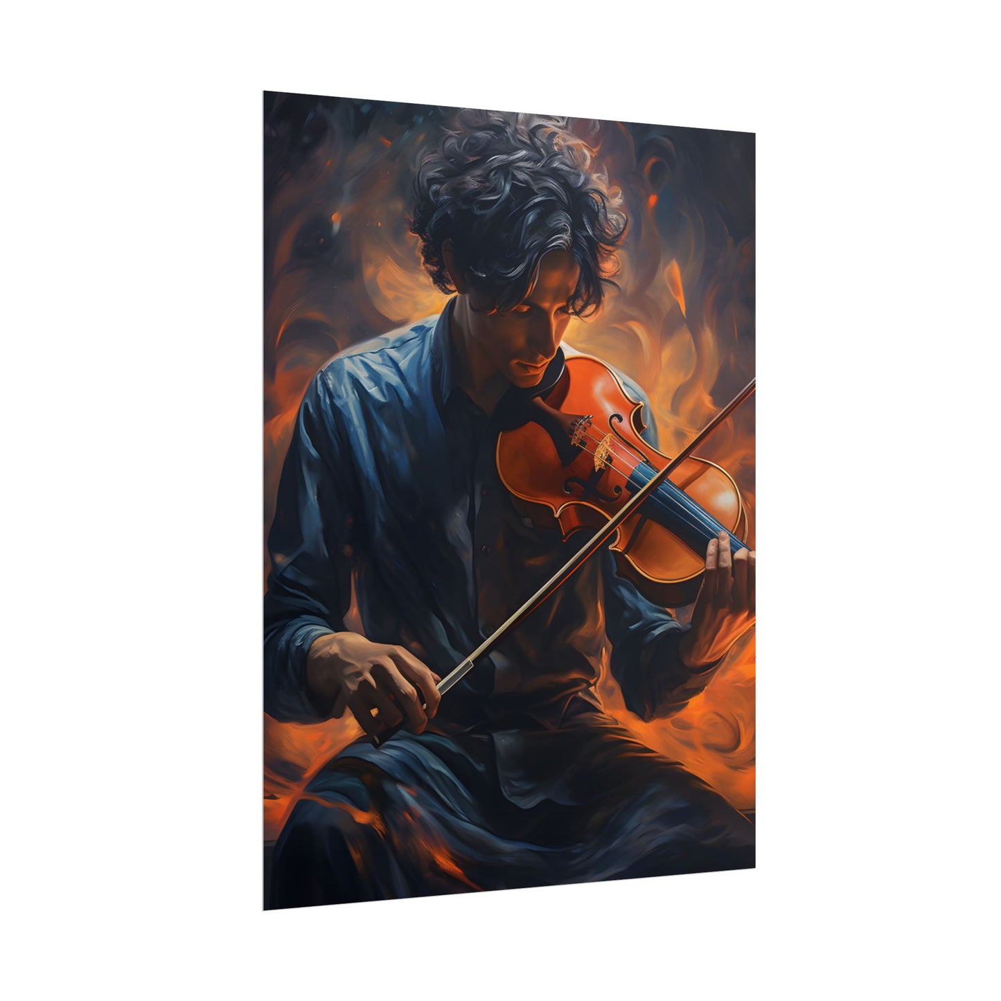 Mysterious Musician Portrait: Enigmatic Eyes Artwork - Poster