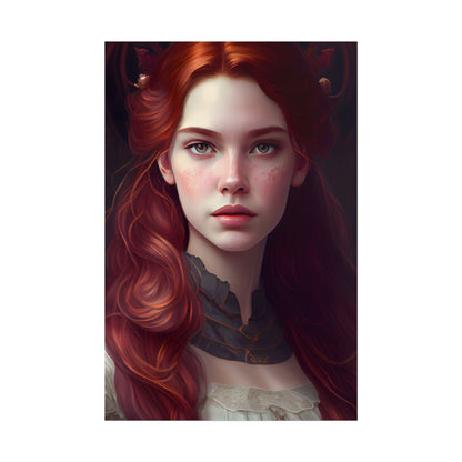Beautiful Redhead Female Portrait: Classic Timeless Artwork - Poster