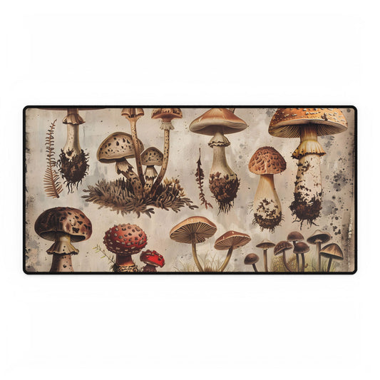 Vintage Mushroom Illustration: Earthy Artwork - Desk Mat