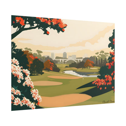 Retro Golf Illustration: Classic Course Art - Poster