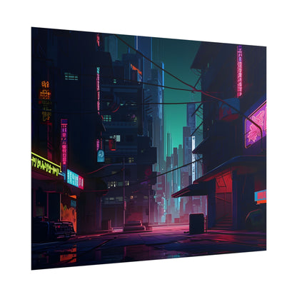Nightfall in Neo-City: A Melancholic Cyberpunk Scene - Poster