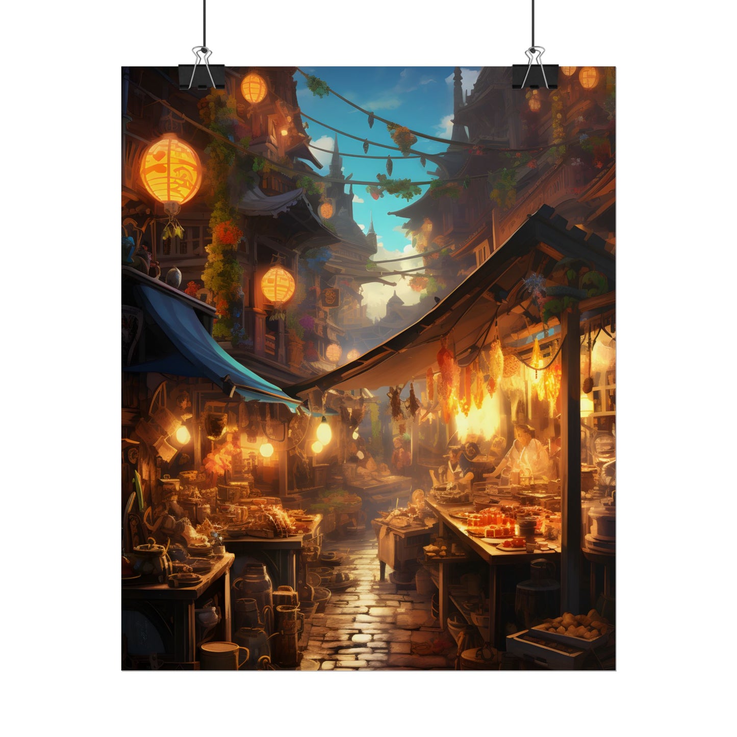 Magical Street Food Market: Vibrant Colors - Poster