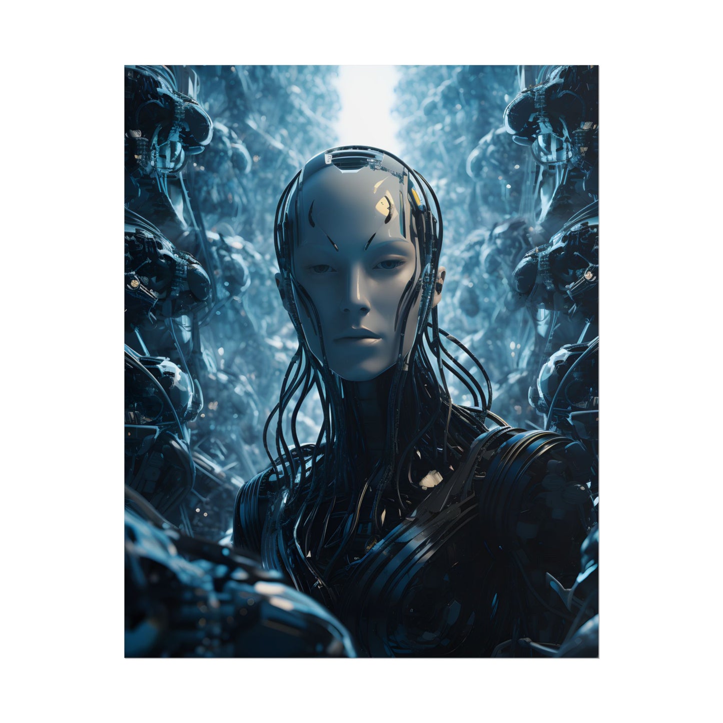 Robot Orchestra Symphony: Futuristic City Digital Art - Poster
