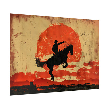 Vintage Rodeo Cowboy: Classic Bucking Bronco Art - Poster
