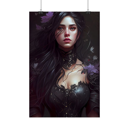 Striking Woman Portrait: Black Hair Artwork - Poster