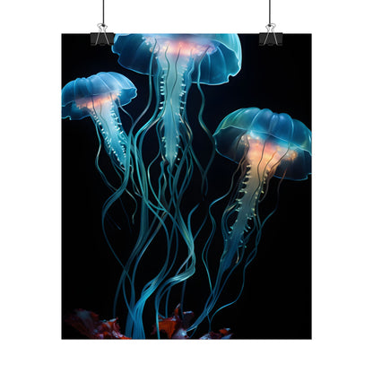 Bioluminescent Oceanic Ballet: Ethereal Underwater Dance - Poster