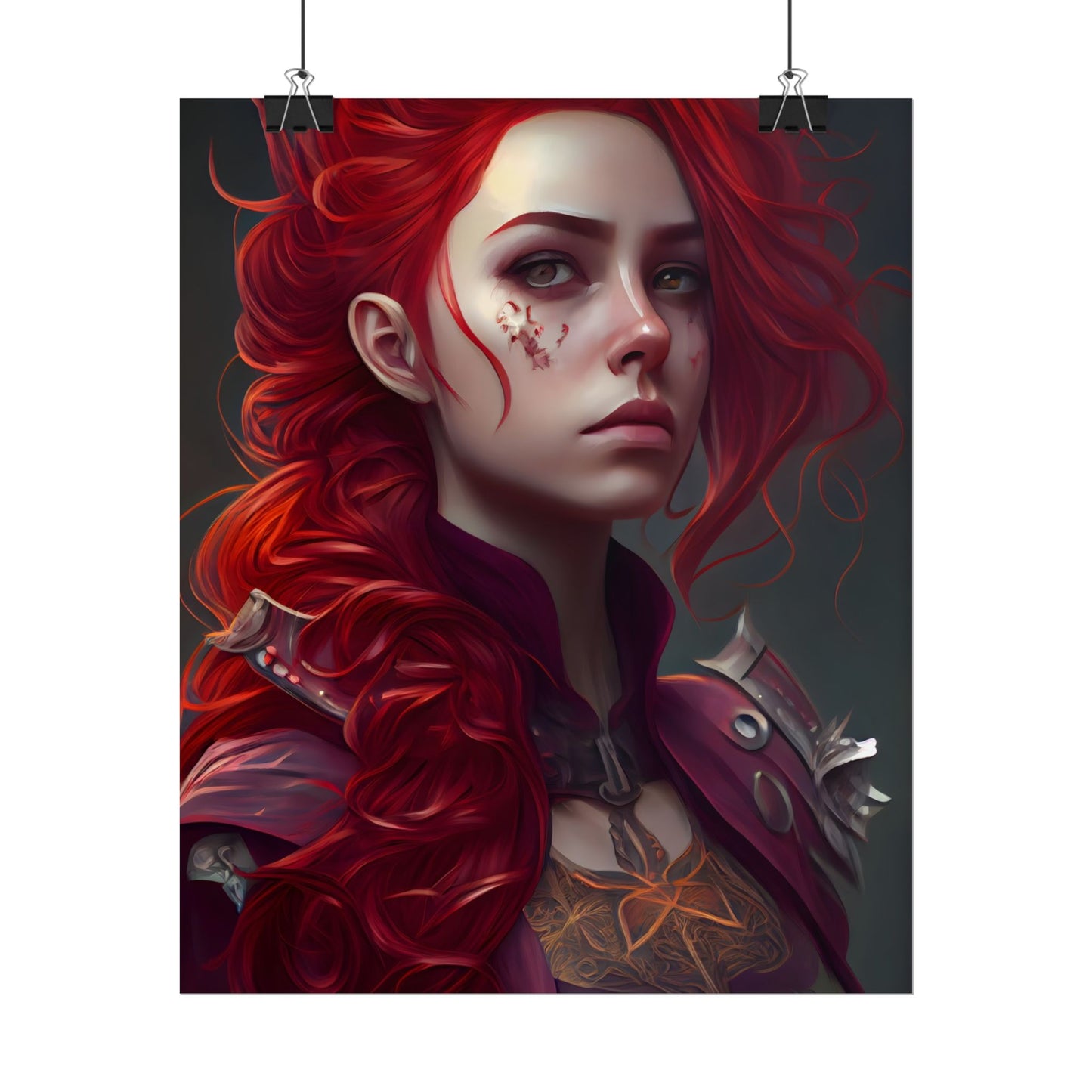 Realistic Red Hair Portrait: Soft Light Artwork - Poster