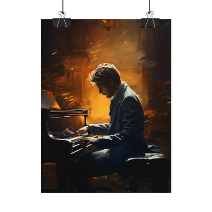 Mysterious Piano Portrait: A Dramatic Musical Masterpiece - Poster
