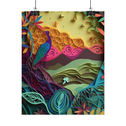 Vibrant Indian Quilling Art: Traditional Landscape Decoration - Poster