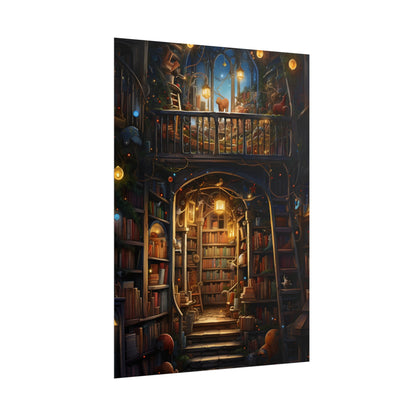 Magical Bookshop Art: A Serene & Enchanting Scene - Poster