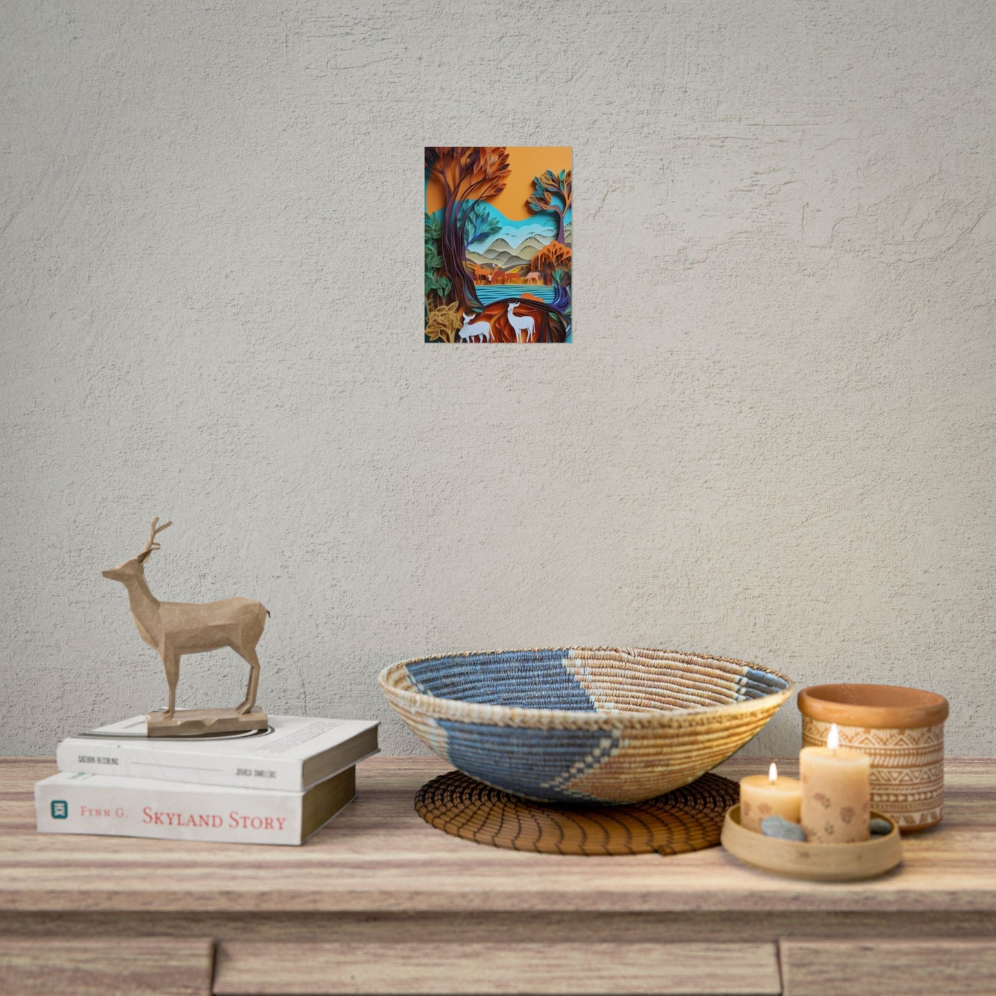 Vibrant African Landscape: Eye-Catching Paper Quilling Art - Poster