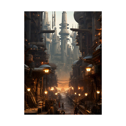 Post-Apocalyptic Steampunk City: Dystopian Artwork - Poster