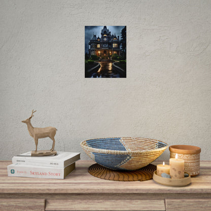 Haunted Victorian Mansion: Spooky Stormy Night Art - Poster