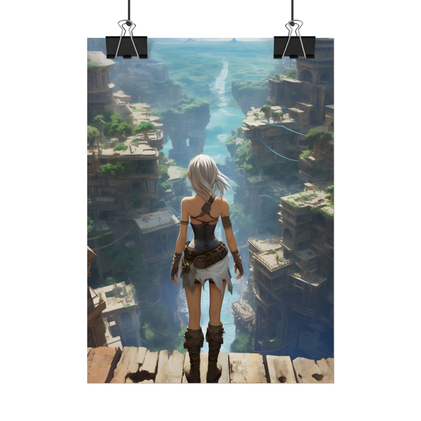 Dramatic Anime Female: Dynamic Birds Eye View Artwork - Poster