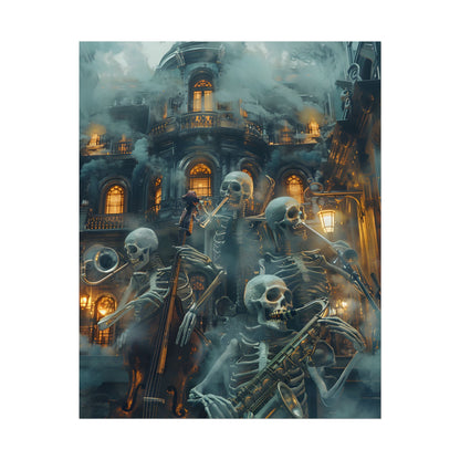Victorian Lowbrow Skeleton Jazz Band: Dark Artwork - Poster