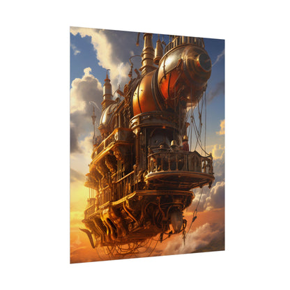Steampunk Sky-Liner Thrill: Colorful Runners on Colum - Poster