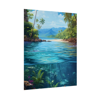 Tropical Island Oasis: Tranquil Tropical Landscape Art - Poster