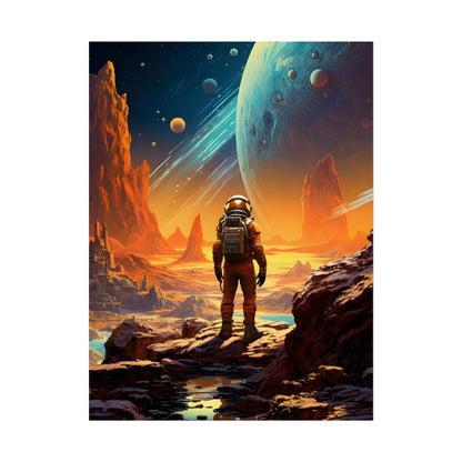 Futuristic Wilderness Explorer: Solo Journey in the Unknown - Poster
