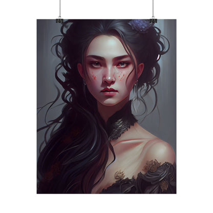 Astonishing Female Portrait: Dr. Black Hair Elegance - Poster