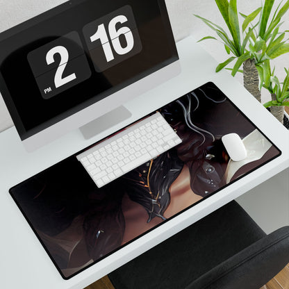 Glamorous Mid-20s Female Portrait: Black Hair Artwork - Desk Mat