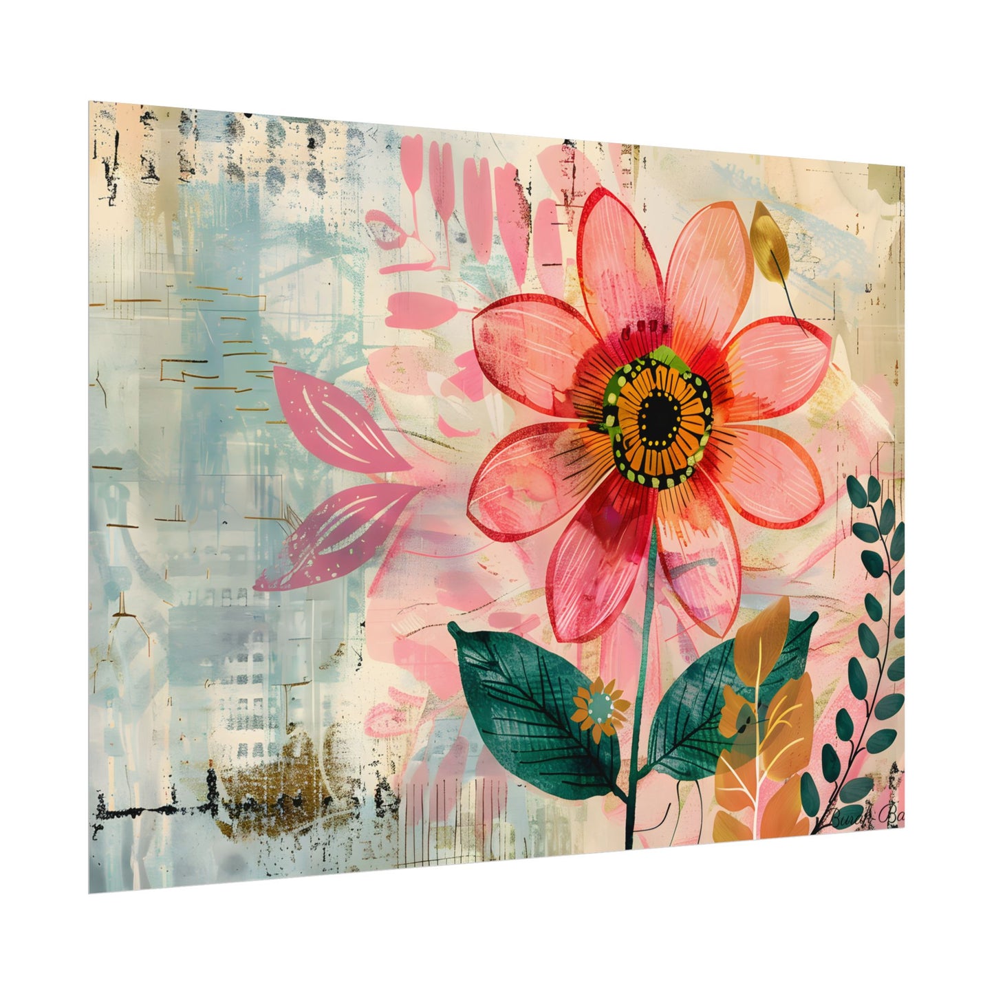 Blooming Growth: Whimsical Flower Art - Poster