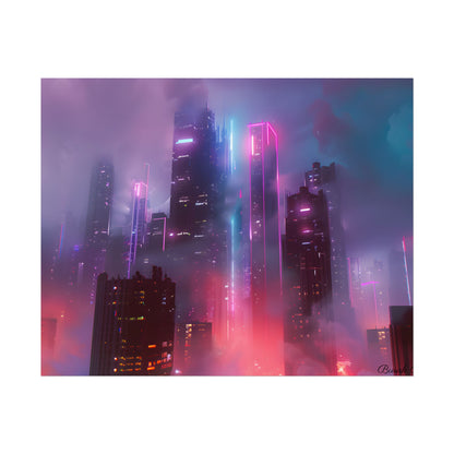 Futuristic Cityscape: Neon Dreams in the Urban Sky - Poster