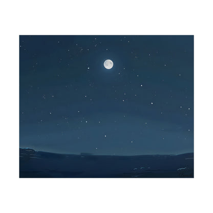 Starry Night Sky: Minimalist Beauty in Blue - Poster