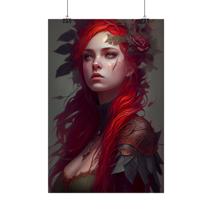 Intimate Red Hair Portrait: Artistic Female Figure in Black Dress - Poster