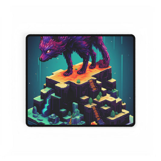 Pixel Fantasy: Cyber Pets in Retro Digital Art - Desk Mat