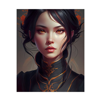 Realistic Female Portrait in Elegant Dress - Poster