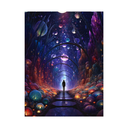 Celestial Art Gallery: Indoor Space with Starry Canvas - Poster