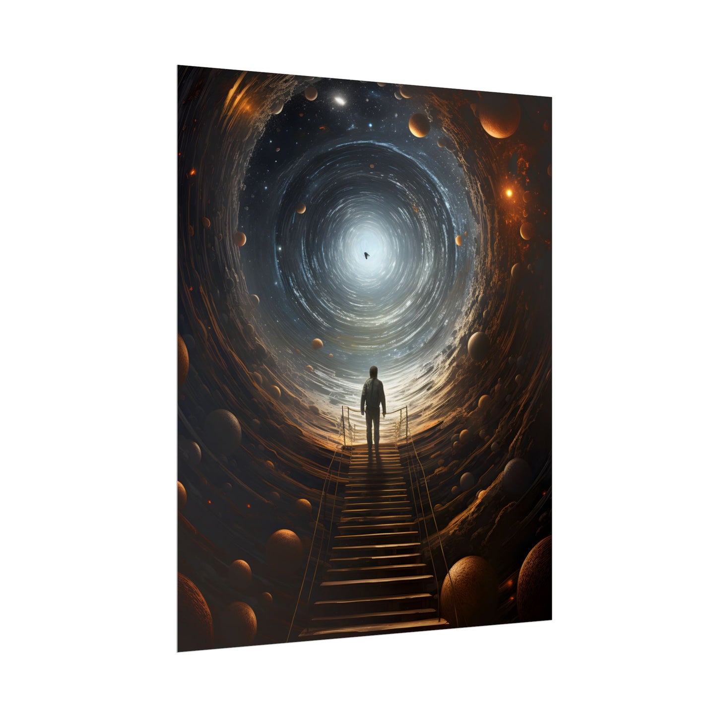 Space-Time Explorer: Intrepid Journey in Black and White - Poster