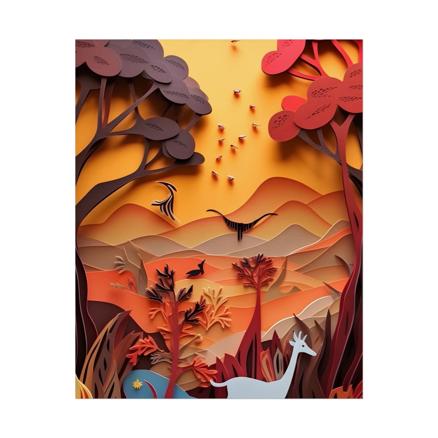 Vibrant African Quilled Landscape: Colorful Paper Artwork - Poster