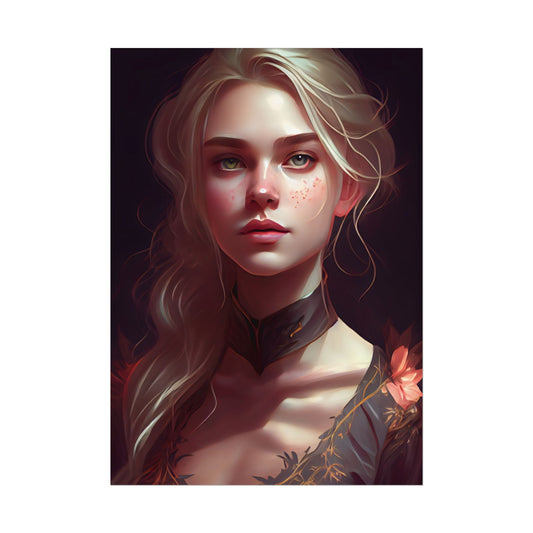 Astonishing Blonde Portrait: Artistic Beauty in Darkness - Poster