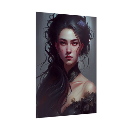 Astonishing Female Portrait: Dr. Black Hair Elegance - Poster