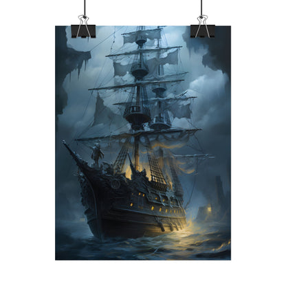 Ghost Pirate Sails: Mysterious Ocean Artwork - Poster