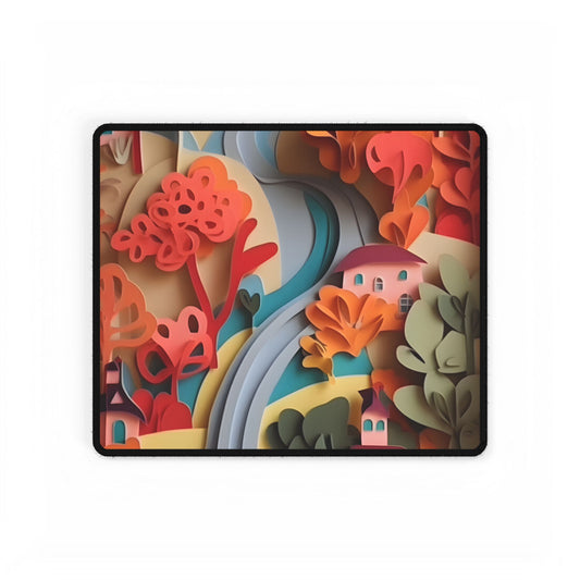 Intricate European Landscape: Paper Quilling Artwork - Desk Mat
