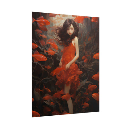 Simple Orange Still Life: Casual Wooden Table Art - Poster