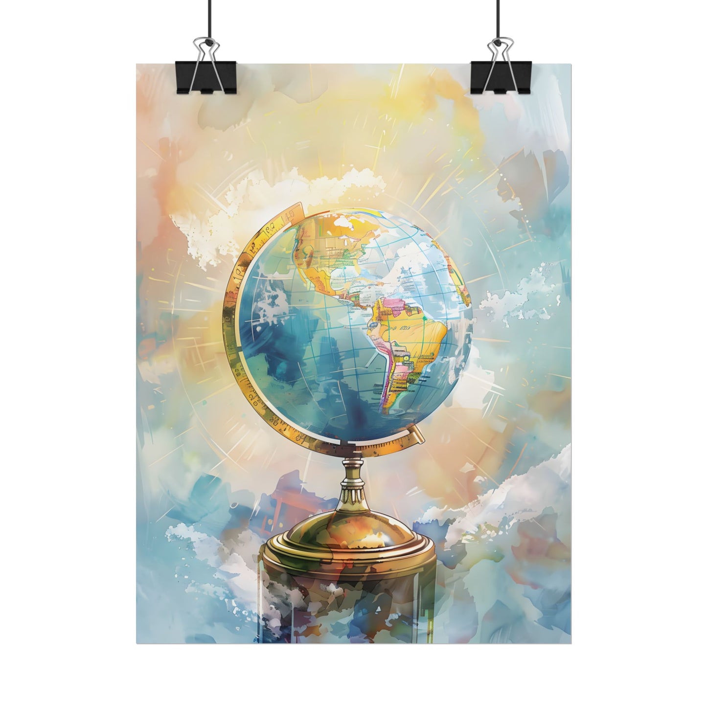 Vintage-Style Globe: World Map with Iconic Features - Poster