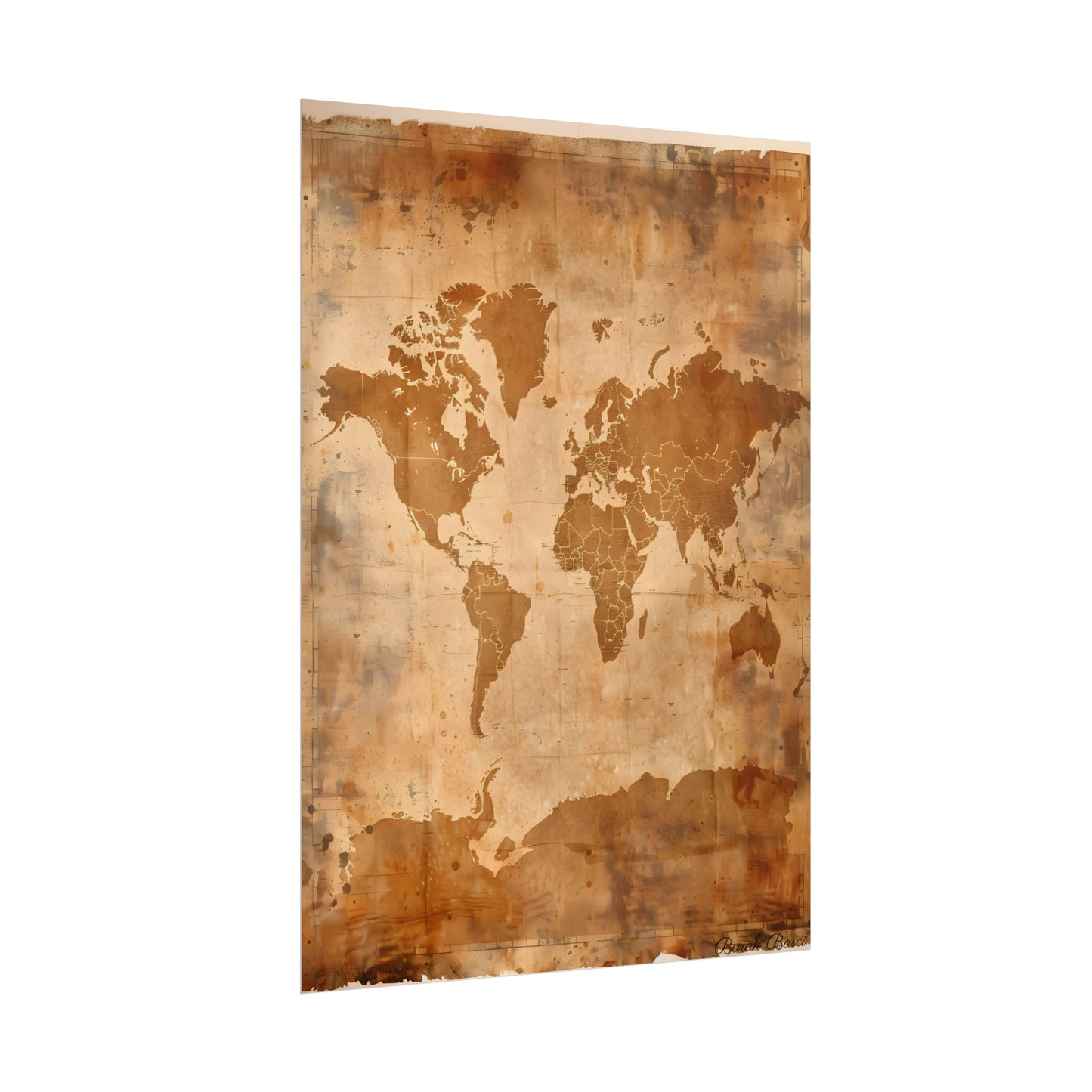 Vintage World Map: Artistic Cartography on Canvas - Poster
