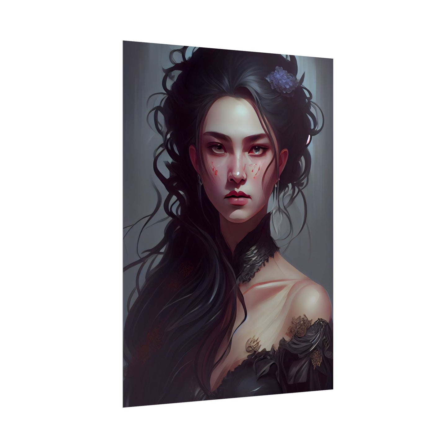 Astonishing Female Portrait: Dr. Black Hair Elegance - Poster