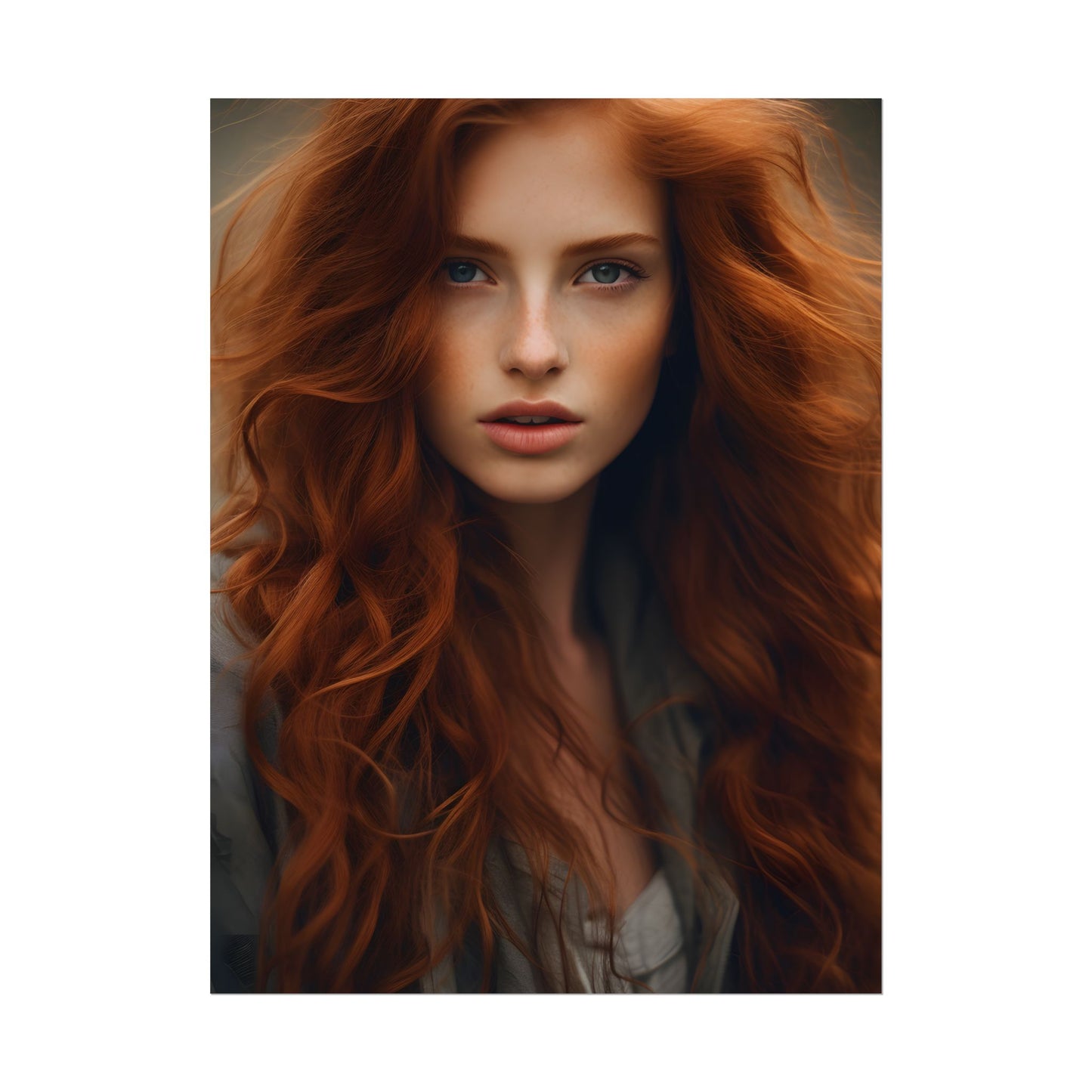 Gorgeous Redhead Woman: Natural Beauty Artwork - Poster